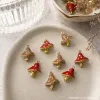 A creative design of a fashionable gift with a white heart-shaped tray decorated with red, brown and white mushroom pendants details Picture